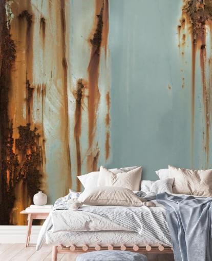 mural de metal personalizado azul y marrón llamado Mineral Drift de Petra Meikle de Vlas