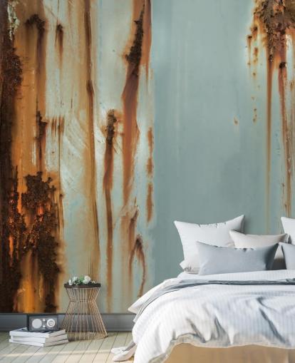 mural de metal personalizado azul y marrón llamado Mineral Drift de Petra Meikle de Vlas