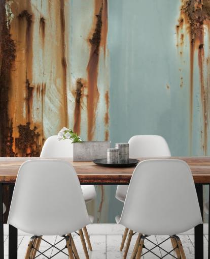 blue and brown custom metal mural called Mineral Drift by Petra Meikle de Vlas