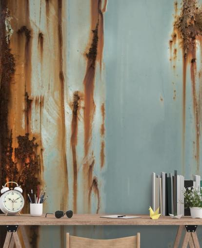 blue and brown custom metal mural called Mineral Drift by Petra Meikle de Vlas
