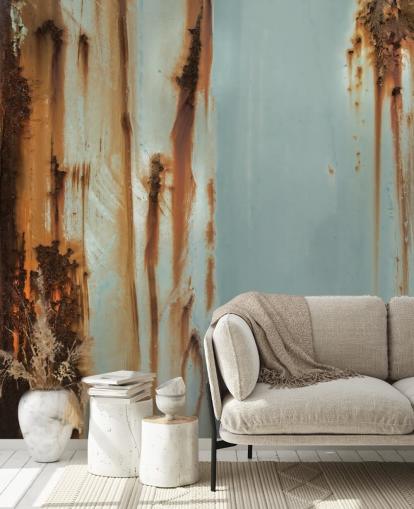 blue and brown custom metal mural called Mineral Drift by Petra Meikle de Vlas