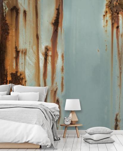 blue and brown custom metal mural called Mineral Drift by Petra Meikle de Vlas