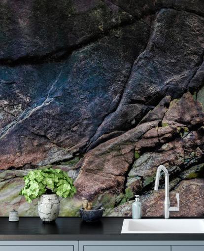 grey and brown custom stone effect mural called Mineral Memory by Petra Meikle de Vlas