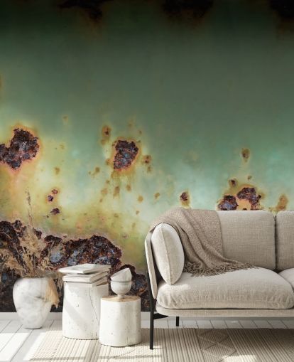 green and brown metal effect mural called Oxidised Drift by Petra Meikle de Vlas green and brown metal effect mural called Oxidised Drift by Petra Meikle de Vlas
