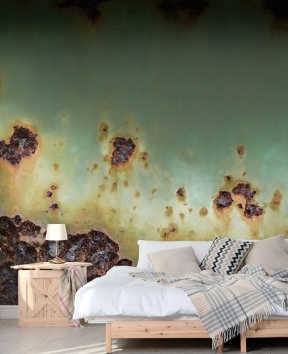 Wandbild mit grünem und braunem Metalleffekt namens Oxidised Drift von Petra Meikle de Vlas