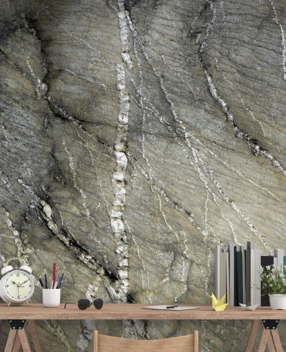 mural de piedra gris llamado Quartz Whispers de la artista Petra Meikle de Vlas