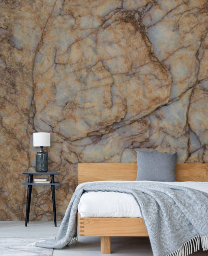 mural marrón personalizado con efecto de piedra llamado Shifting Terrain de Petra Meikle de Vlas