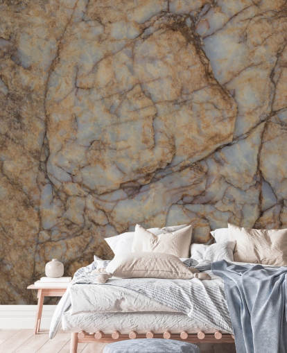 murale marrone personalizzato effetto pietra chiamato Shifting Terrain di Petra Meikle de Vlas