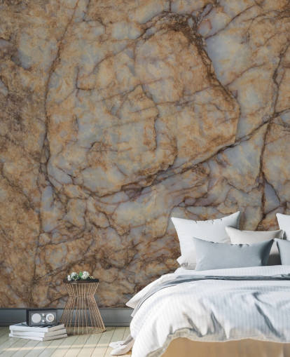 mural marrón personalizado con efecto de piedra llamado Shifting Terrain de Petra Meikle de Vlas