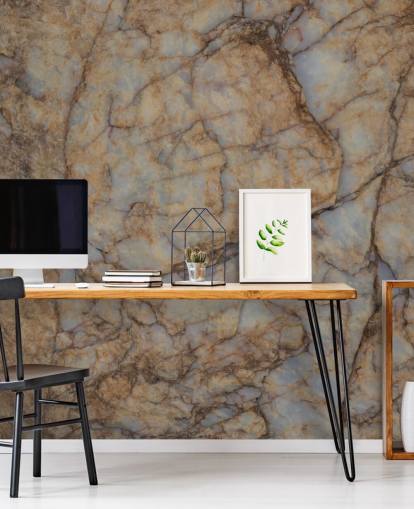 mural marrón personalizado con efecto de piedra llamado Shifting Terrain de Petra Meikle de Vlas