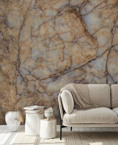 brown custom stone effect mural called Shifting Terrain by Petra Meikle de Vlas