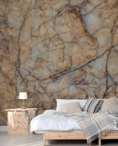 brown custom stone effect mural called Shifting Terrain by Petra Meikle de Vlas