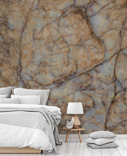 mural marrom com efeito de pedra personalizado chamado Shifting Terrain de Petra Meikle de Vlas