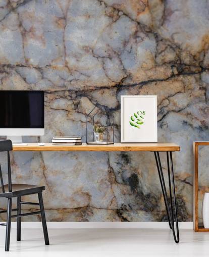 mural personalizado con efecto piedra gris y marrón llamado Surface Stillness de Petra Meikle de Vlas