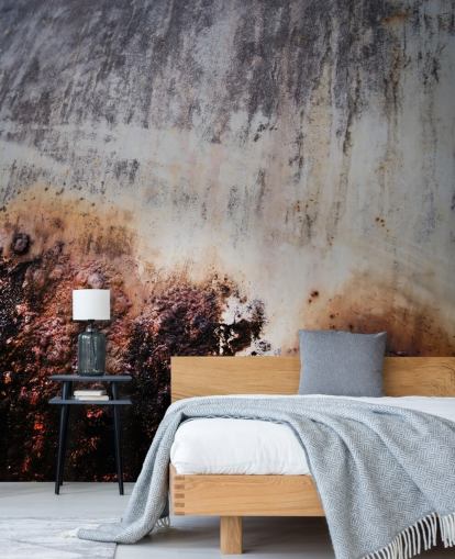 mural com efeito de metal cinza e marrom chamado Surface Strata de Petra Meikle de Vlas