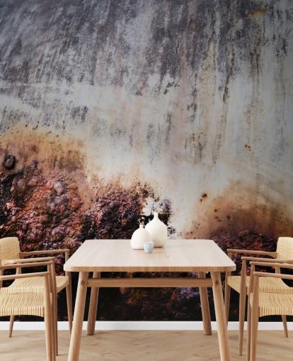 gray and brown metal effect mural called Surface Strata by Petra Meikle de Vlas