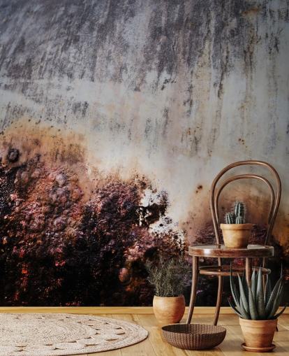 mural con efecto metálico gris y marrón llamado Surface Strata de Petra Meikle de Vlas