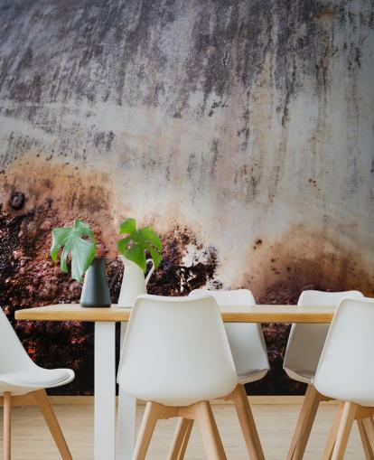 gray and brown metal effect mural called Surface Strata by Petra Meikle de Vlas