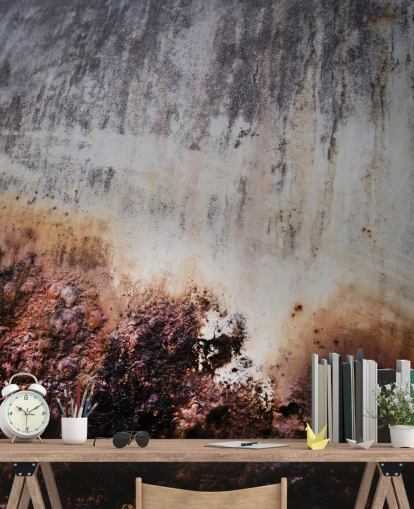 mural con efecto metálico gris y marrón llamado Surface Strata de Petra Meikle de Vlas