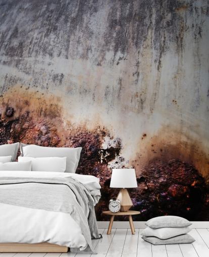 mural com efeito de metal cinza e marrom chamado Surface Strata de Petra Meikle de Vlas