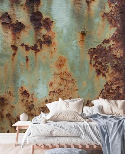 peinture murale personnalisable orange et verte à effet métallique appelée Surface Terrain de Petra Meikle de Vlas