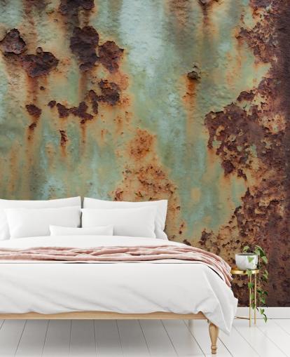 peinture murale personnalisable orange et verte à effet métallique appelée Surface Terrain de Petra Meikle de Vlas