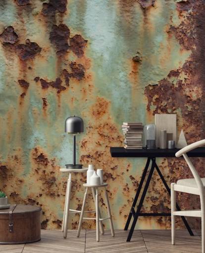 peinture murale personnalisable orange et verte à effet métallique appelée Surface Terrain de Petra Meikle de Vlas