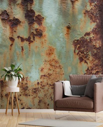 mural personalizable con efecto metálico naranja y verde llamado Surface Terrain de Petra Meikle de Vlas mural personalizable con efecto metálico naranja y verde llamado Surface Terrain de Petra Meikle de Vlas
