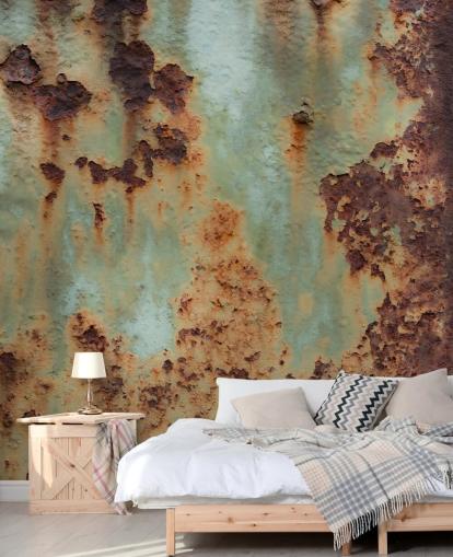 orange and green customizable metal effect mural called Surface Terrain by Petra Meikle de Vlas