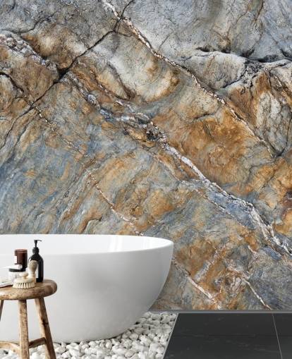 graues und braunes Wandbild mit benutzerdefinierter Oberflächenstruktur namens Terrascape von Petra Meikle de Vlas