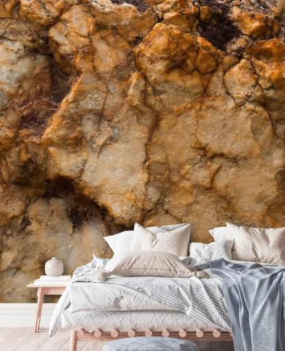 custom brown and orange stone effect mural called Time Resurfaced by Petra Meikle de Vlas