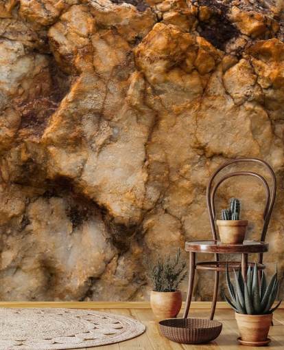 custom brown and orange stone effect mural called Time Resurfaced by Petra Meikle de Vlas