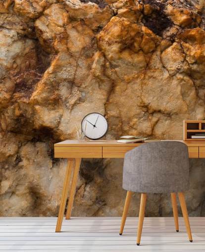 custom brown and orange stone effect mural called Time Resurfaced by Petra Meikle de Vlas