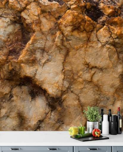 custom brown and orange stone effect mural called Time Resurfaced by Petra Meikle de Vlas