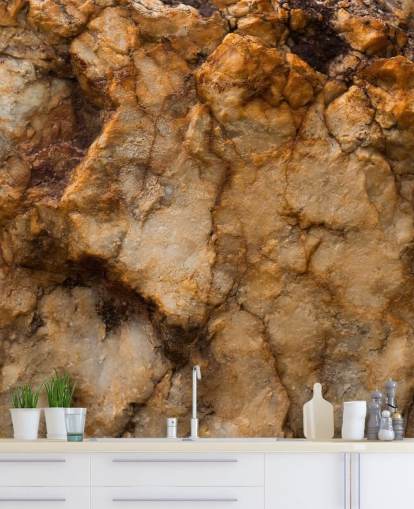 mural personalizado con efecto piedra marrón y naranja llamado Time Resurfaced de Petra Meikle de Vlas