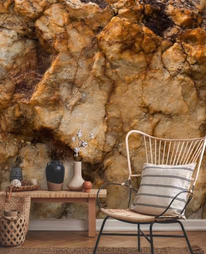custom brown and orange stone effect mural called Time Resurfaced by Petra Meikle de Vlas