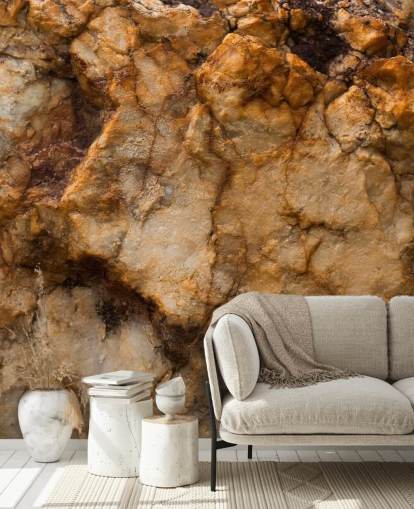 mural personalizado con efecto piedra marrón y naranja llamado Time Resurfaced de Petra Meikle de Vlas