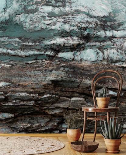 mural personalizado con efecto piedra azul y gris llamado Turquoise Unfolding de Petra Meikle de Vlas
