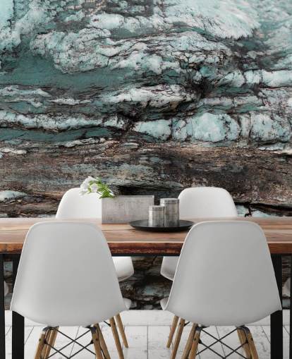 blue and gray custom stone effect mural called Turquoise Unfolding by Petra Meikle de Vlas blue and gray custom stone effect mural called Turquoise Unfolding by Petra Meikle de Vlas