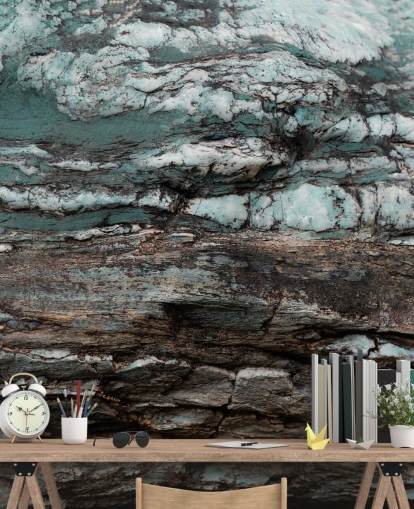 mural personalizado con efecto piedra azul y gris llamado Turquoise Unfolding de Petra Meikle de Vlas