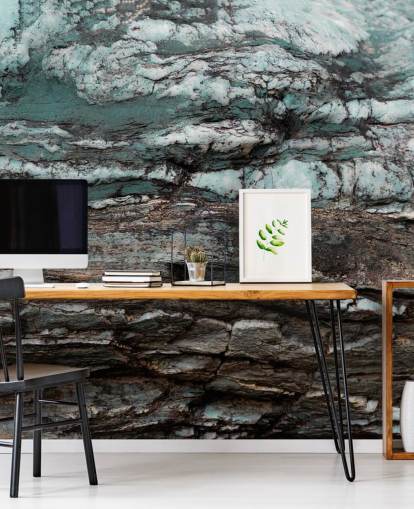 mural personalizado con efecto piedra azul y gris llamado Turquoise Unfolding de Petra Meikle de Vlas