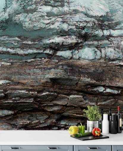 blue and grey custom stone effect mural called Turquoise Unfolding by Petra Meikle de Vlas blue and grey custom stone effect mural called Turquoise Unfolding by Petra Meikle de Vlas