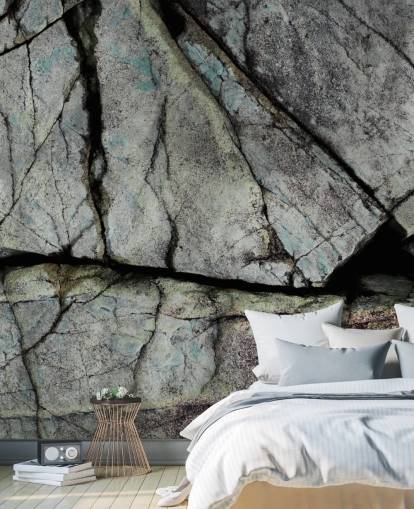kundenspezifisches Wandbild mit grauer Steinstruktur namens Understory von Petra Meikle de Vlas 