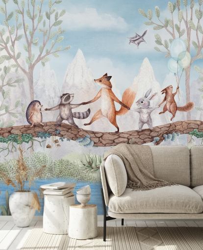 grønt og brunt skogbarnehage kalt Animal Adventure fra Oliver Robins-samlingen