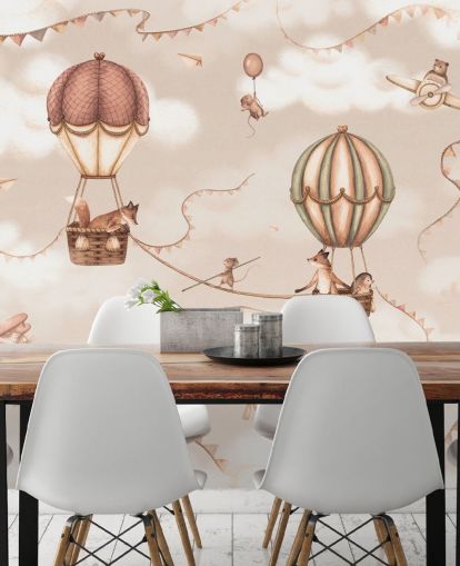 monochrome custom children's animal mural called Aviation Adventure Monochrome from the Oliver Robins range monochrome custom children's animal mural called Aviation Adventure Monochrome from the Oliver Robins range