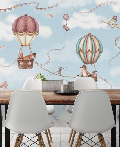 blue kids animal mural called Aviation Adventure from the Oliver Robins collection