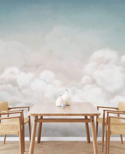 mural infantil personalizado en blanco y azul llamado Calming Clouds Blue de la colección Oliver Robins mural infantil personalizado en blanco y azul llamado Calming Clouds Blue de la colección Oliver Robins