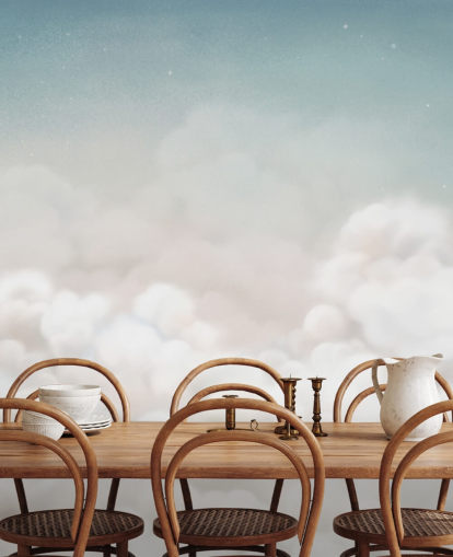 peinture murale personnalisée bleue et blanche pour chambre d'enfant appelée Calming Clouds Blue de la collection Oliver Robins