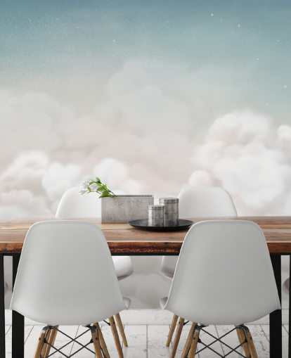 blue and white custom nursery mural called Calming Clouds Blue from the Oliver Robins collection