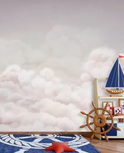 pink customisable nursery mural called Calming Clouds Pink from the Oliver Robins collection pink customisable nursery mural called Calming Clouds Pink from the Oliver Robins collection